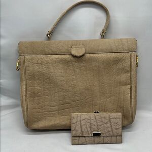 Vintage Beige Buffalo Leather Prym 2 Wallet & Purse Set